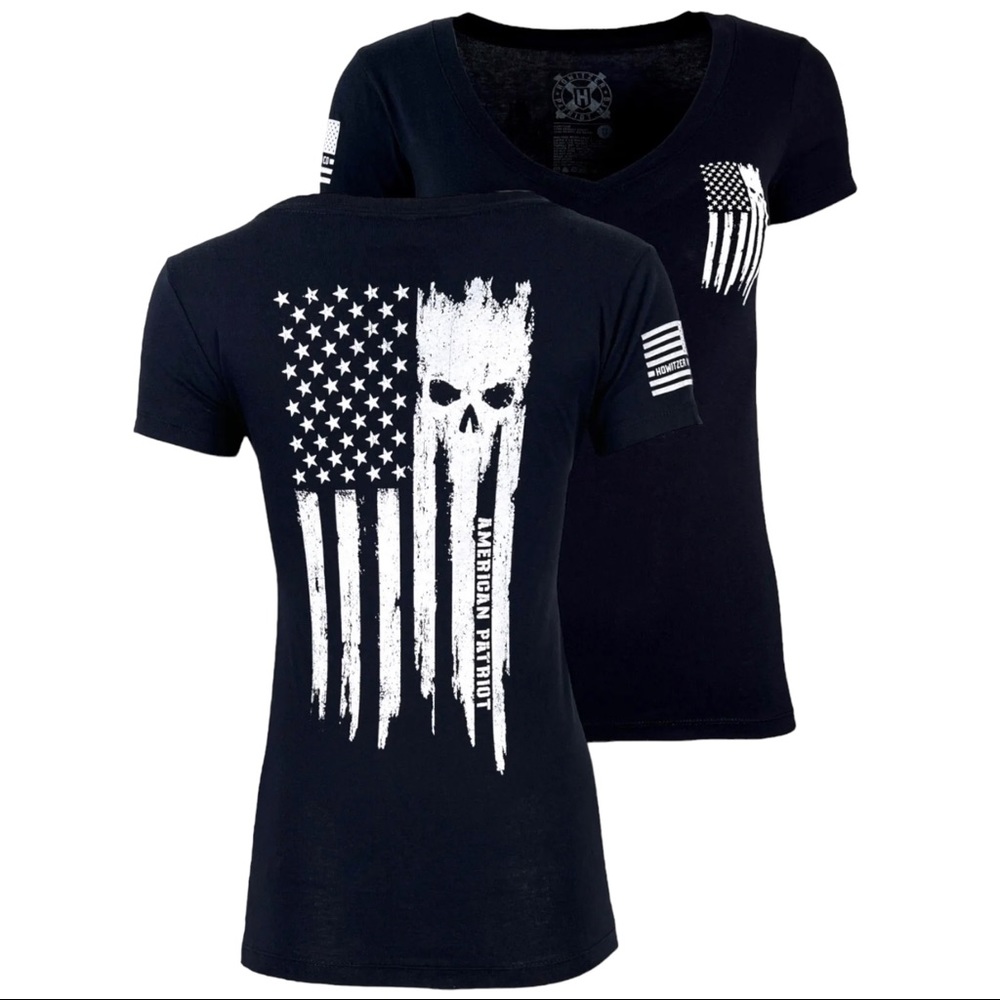 Howitzer Style Women's T-Shirt Patriot Torn Military Grunt MFG
